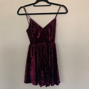 Silence + Noise Purple Velvet Spaghetti Strap Formal Romper